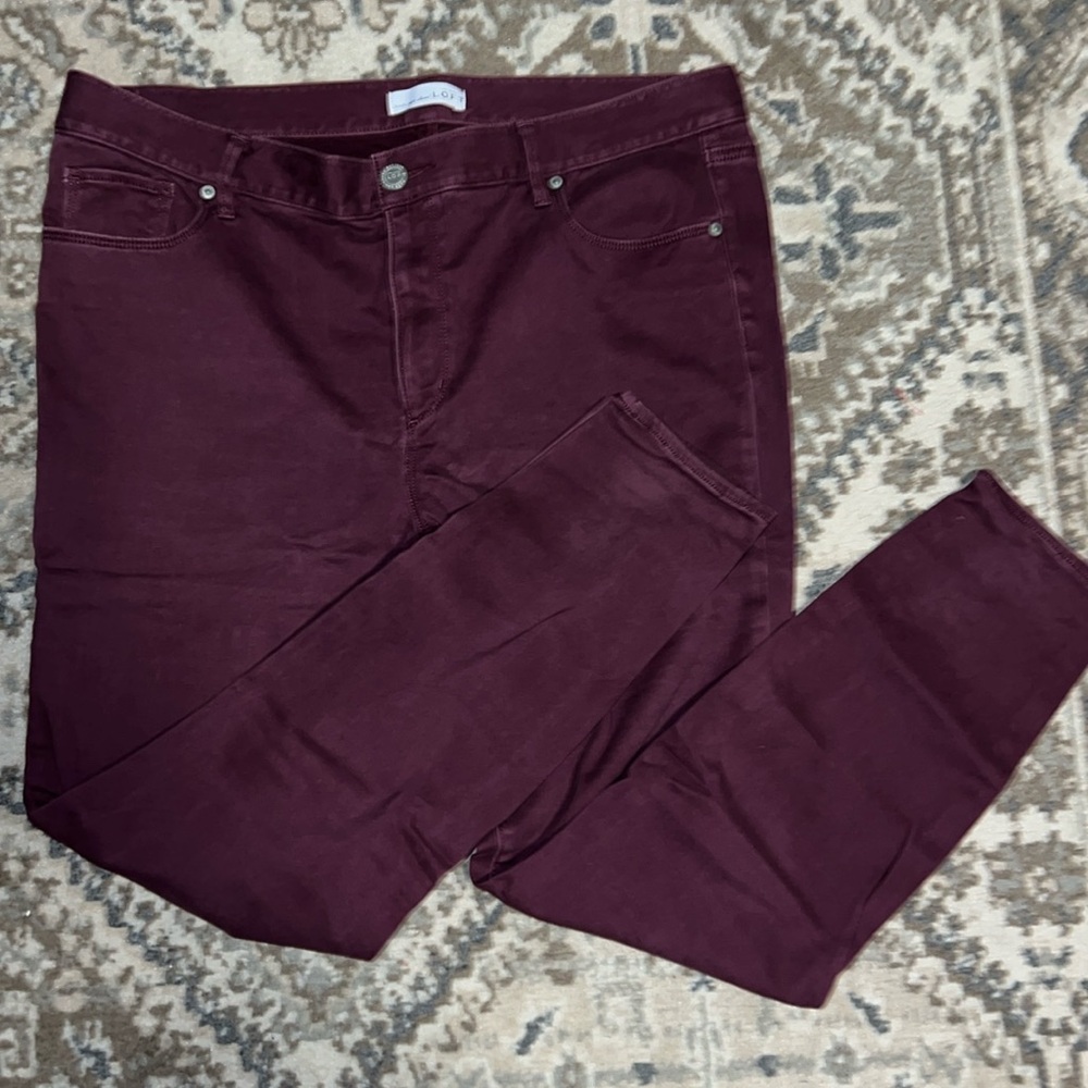 Ann Taylor Loft brushed cotton "jeans" red, size 16 LOFT